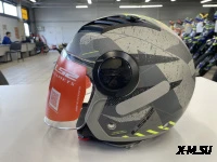 Шлем открытый с визором HETOSHI XD1-260 цв. Серый с черно-зелеными вставками р. L