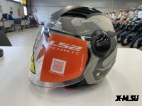 Шлем открытый с визором HETOSHI XD1-260 цв. Серый с черно-зелеными вставками р. XL