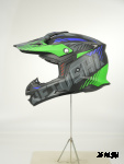 Шлем кроссовый HETOSHI OF836 EXOSS CROSS PRO MX289 цв.Черно-сине-зеленый Матовый р.S