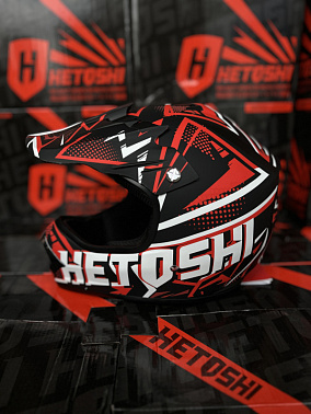 Шлем кроссовый детский HETOSHI Cross-Kids KY-B12 цв.Красно-черно-белый Матовый р.Y-S