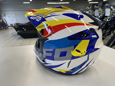 Шлем кроссовый HETOSHI UFD XD1-43 цв. Бело-сине-красно-желтый р. S